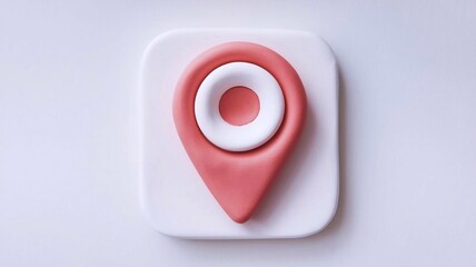 a location Icon 3D icon, red color, icon style, cartoon style, clay material, lovely, softly smooth, white clean plain background