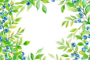 Watercolor Blueberry Border