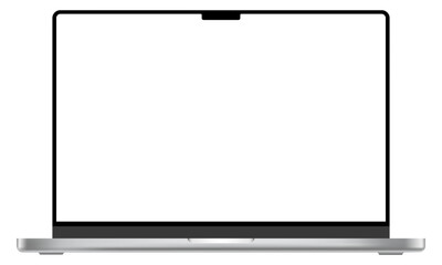 Apple MacBook pro realistic laptop device mockup template. Modern technology computer blank screen vector illustration
