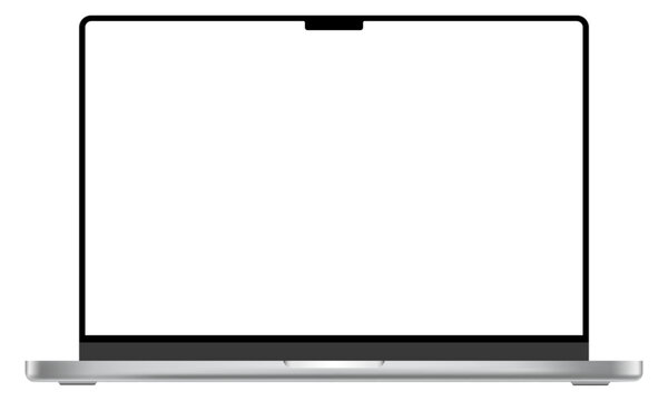 Apple MacBook pro realistic laptop device mockup template. Modern technology computer blank screen vector illustration