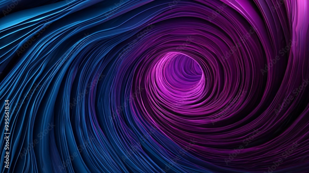 Poster a mesmerizing abstract design featuring swirling lines in vibrant blue and purple hues, creating a s