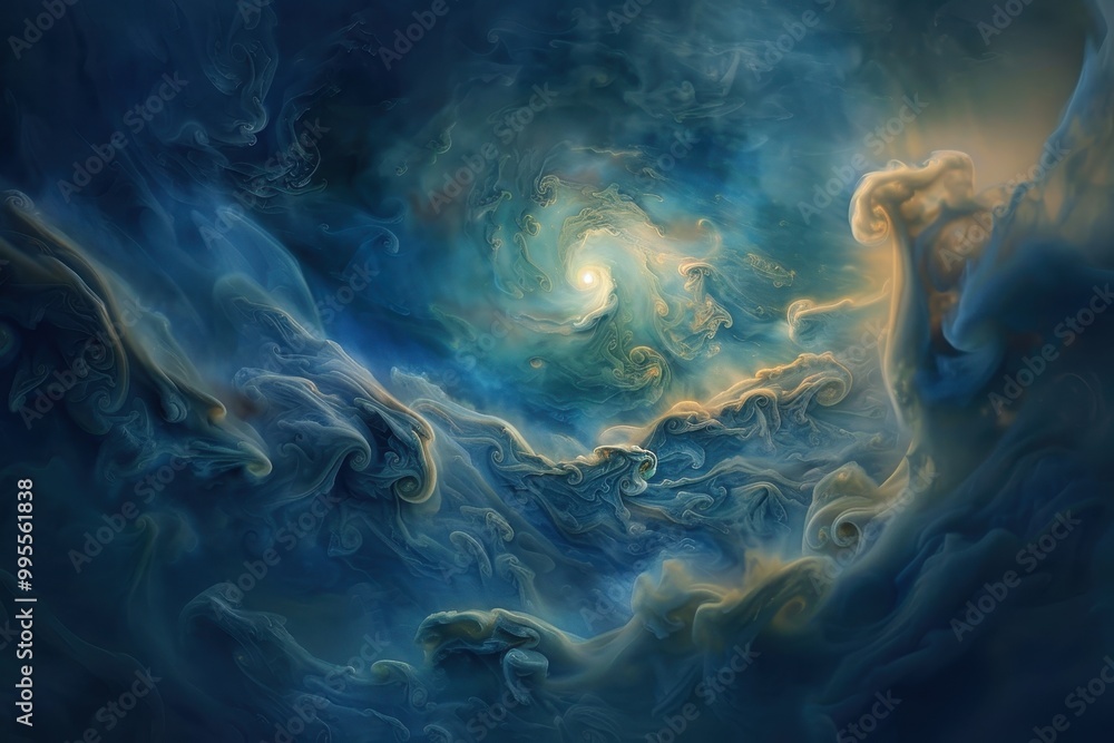 Fototapete a mesmerizing view of swirling cosmic clouds and celestial bodies in deep space, showcasing vibrant 