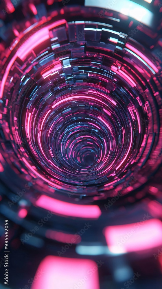 Aufkleber a mesmerizing abstract tunnel featuring vibrant pink and blue lights, creating a futuristic and dyna