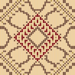 Cross Stitch Pattern Ethnic Pattern Shirtfolk Embroidery, Aztec Geometric Ornament Print. Design for Carpet, Wallpaper, Clothing, Wrapping, Fabric
