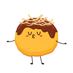 Takoyaki character. vector. Takoyaki on white background. Takoyaki isolated.