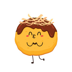 Takoyaki character. vector. Takoyaki on white background. Takoyaki isolated.