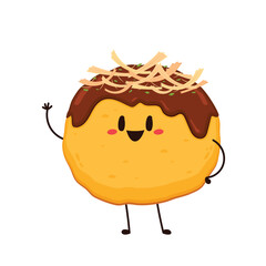 Takoyaki character. vector. Takoyaki on white background. Takoyaki isolated.