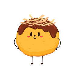 Takoyaki character. vector. Takoyaki on white background. Takoyaki isolated.