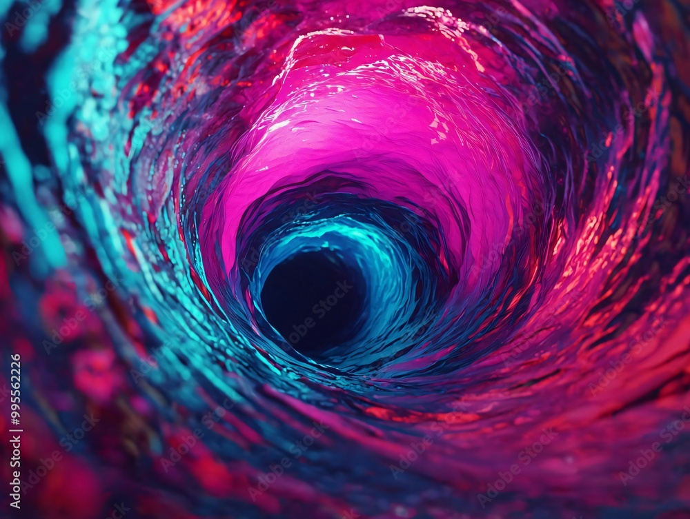 Poster a mesmerizing swirl of vibrant colors resembling a vortex, evoking a sense of depth and intrigue in 