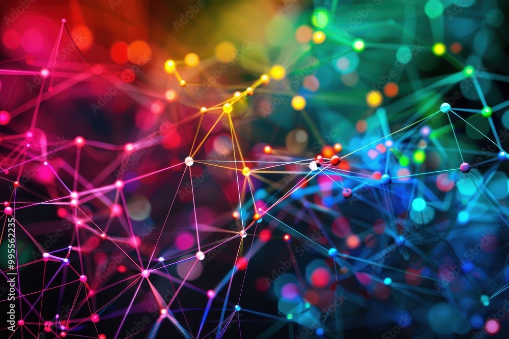 Fototapete colorful abstract representation of interconnected figures illustrating social networks and relation