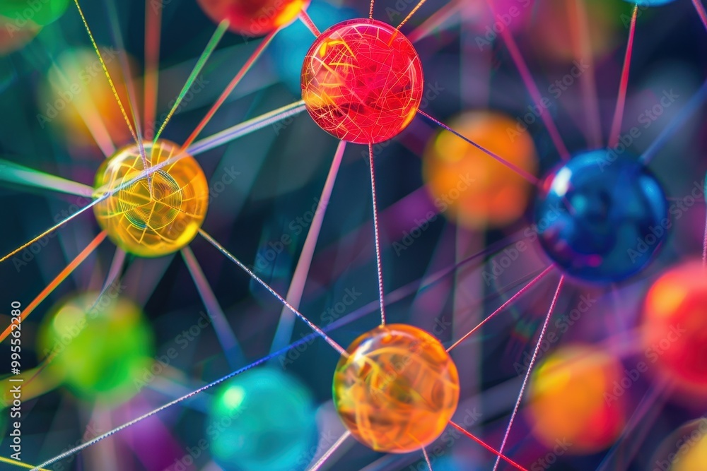 Fototapete colorful abstract representation of interconnected figures illustrating social networks and relation