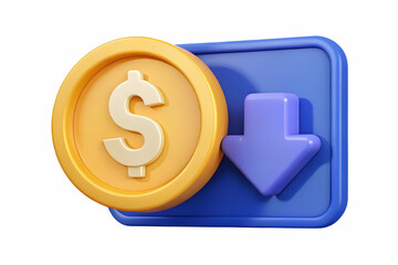 Obraz premium 3D Isolated Sale Sticker and Dollar Coin Vector Design for Retail Promotions and E-commerce Marketing on White Background