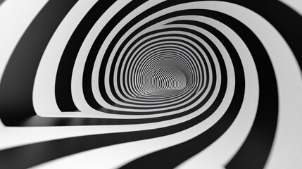 Obraz premium A mesmerizing visual of a spiral tunnel in stark black and white, creating a sense of depth and movement.