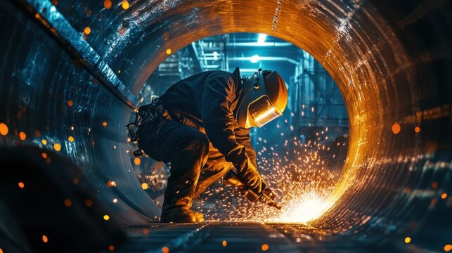 The Welder Creating Sparks