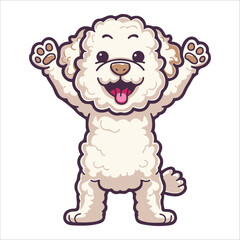 Fototapeta premium A Lagotto Romagnolo Dog dancing with joy and confidence, Dog Cartoon isolated vector illustration 