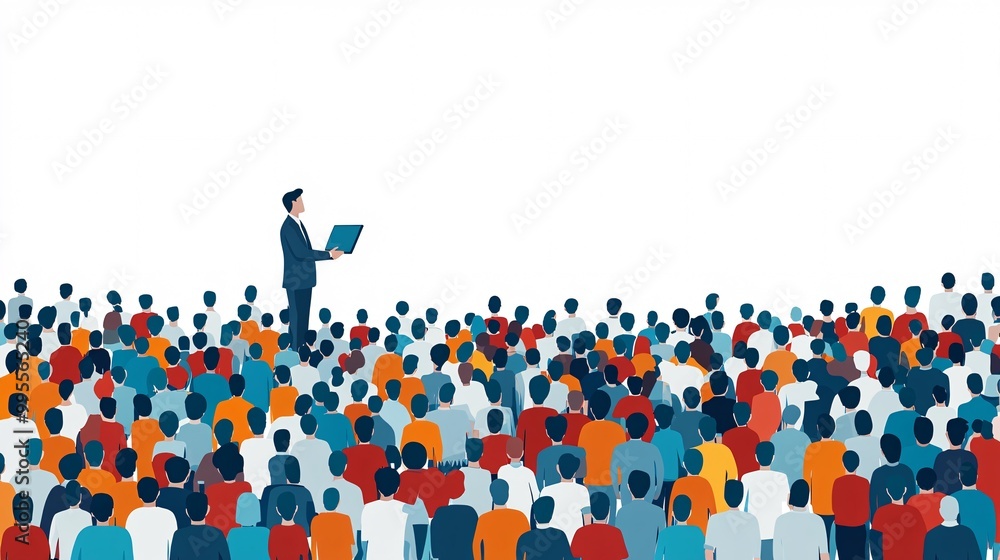 Poster a business professional giving a presentation to a team symbolizing leadership personal growth and s