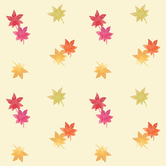 紅葉のシームレスパターン 背景黄色ver