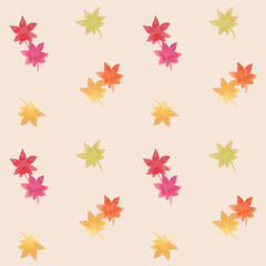 紅葉のシームレスパターン 背景ベージュver