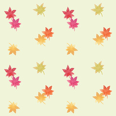 紅葉のシームレスパターン 背景黄緑ver