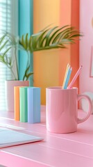 Colorful Bar Graph on a Pink Desk 
