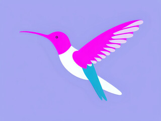 Obraz premium minimalistischer Kolibri in weiß und pink