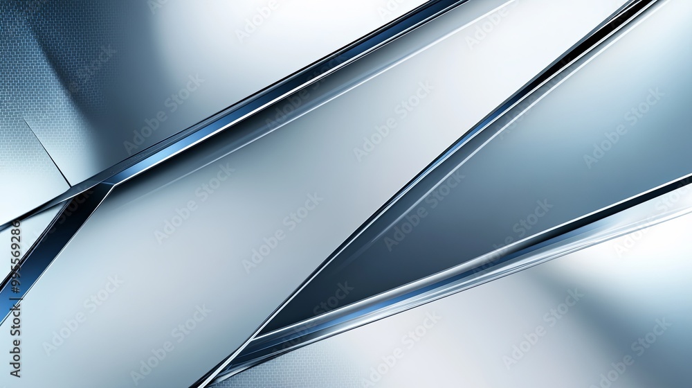 Poster a sleek, modern abstract design featuring intersecting metallic surfaces with a cool color palette.