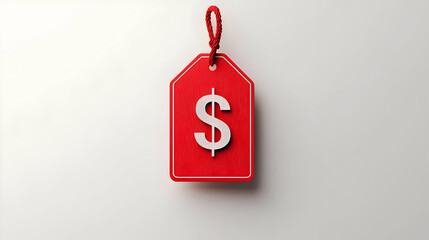 3D Isolated Sale Tag and Dollar Icon Vector: Minimalist Design for Retail Promotions and E-commerce Marketing on White Background