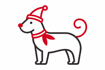   Dog Christmas icon outline art vector on white background 