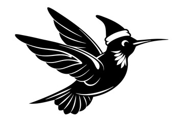 Christmas Hummingbird hat mascot vector  art on white background