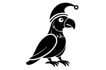 Christmas Parrot hat mascot vector  art on white background