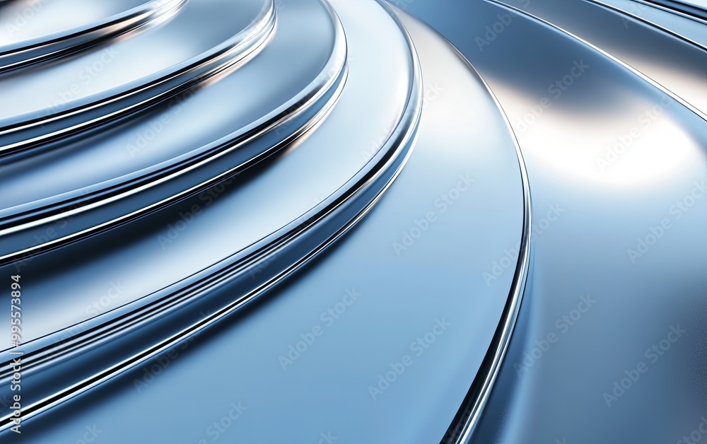 Poster a close-up of smooth, reflective metallic waves creating a dynamic and modern visual effect.