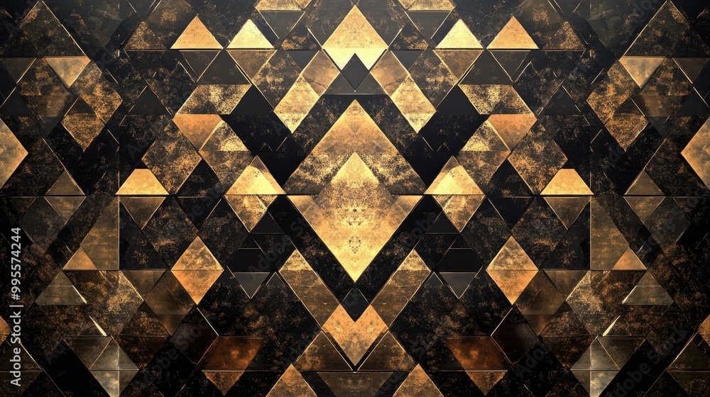 Aufkleber symmetrical pattern of repeating triangles and diamonds, with copy space in the surrounding areas.