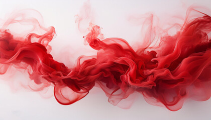 Mesmerizing swirling smoke patterns in red, ethereal abstract shapes, white background, artistic visual, smoke art concept