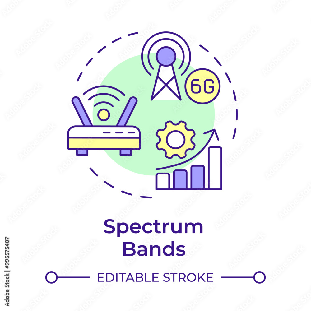 Poster spectrum bands multi color concept icon. 6g technology. telecommunications. wireless communication. 
