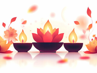 Flat Glossy Bhai Dooj Background with Modern Diya Arrangement - Sleek Festive Atmosphere in Flat Vector Illustration