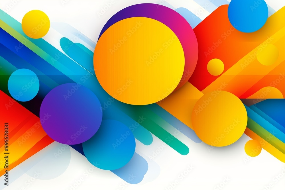 Poster colorful background with many different colored circles. the circles are in different sizes and colo