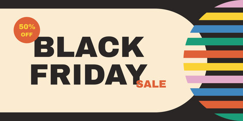 Black Friday banner card in retro style
