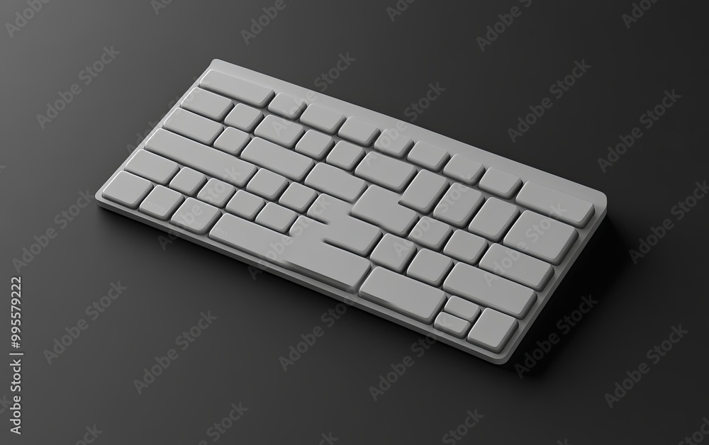 Poster a sleek, modern keyboard design with a minimalist layout, ideal for tech enthusiasts and office envi