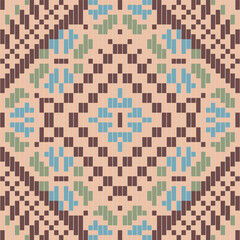 Stitch Ikat Pattern Originfolk Embroidery, Aztec Geometric Ornament Print. Design for Carpet, Wallpaper, Clothing, Wrapping, Fabric