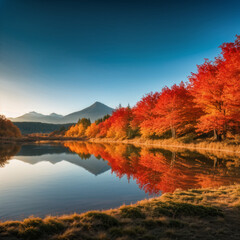Landscape with maple trees