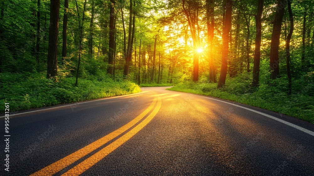 Poster a winding road disappearing into a forested landscape symbolizing the ongoing journey toward achievi