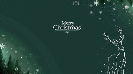 Christmas-themed banner, dark green background, "Merry Christmas" in white, silhouette of reindeer, large copy area. 