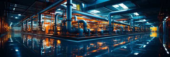 Industrial Plant Piping Systems - Facility Manager Inspecting Machinery in Factory Production Area