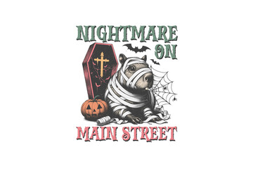 Nightmare on main street, Halloween Capybara Sublimation design