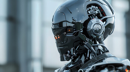 Portrait of an android robot, concept of technical support. Neural network AI generated art