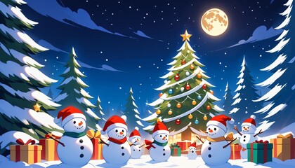 Merry Christmas winter illustration simple minimalist Background