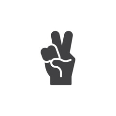 Hand showing two fingers vector icon