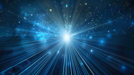 Obraz premium Vector Abstract, science, futuristic, energy technology concept. Digital image of light rays, stripes lines with blue light background