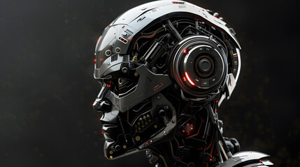 Portrait of an android robot, concept of technical support. Neural network AI generated art