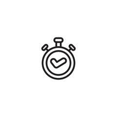 On time. Time and done. Time management. Timer with checkmark.